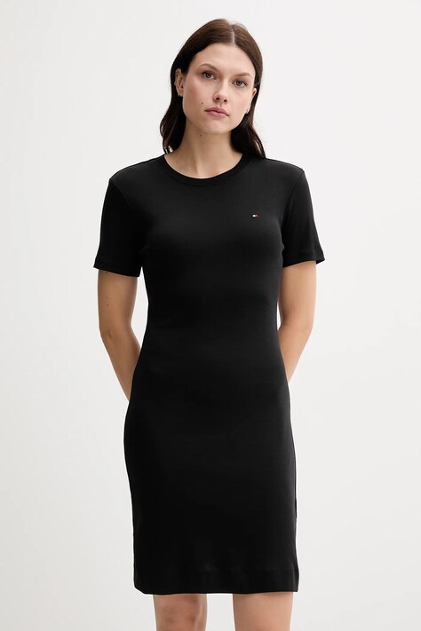 Bavlněné šaty Tommy Hilfiger červená barva, mini, WW0WW42721