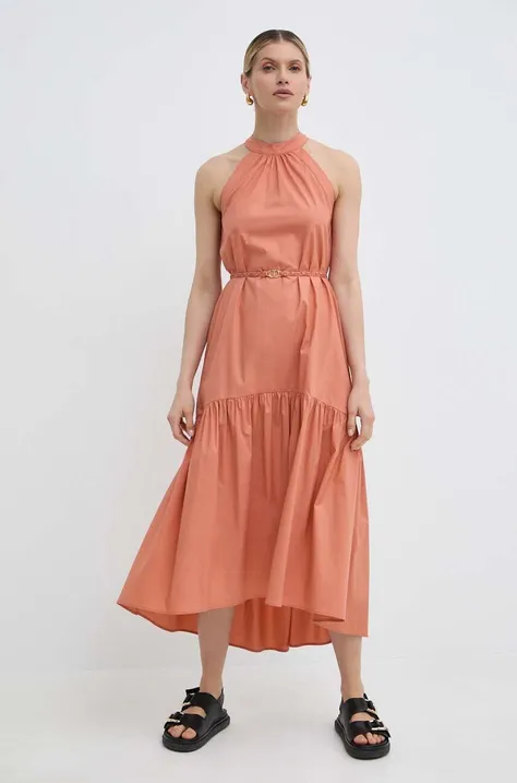 Платье Twinset цвет оранжевый midi расклешённая