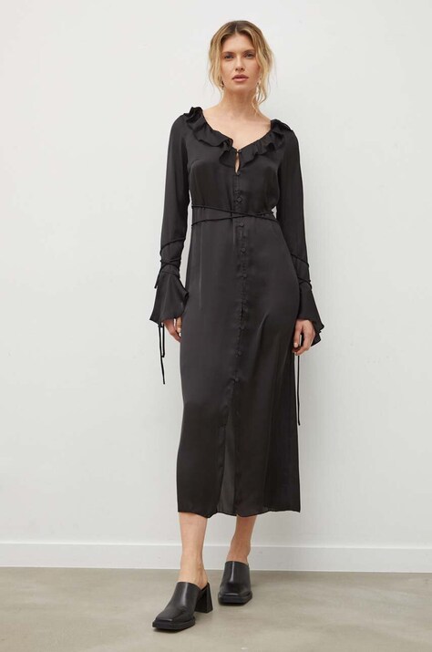 Résumé rochie culoarea negru, maxi, dreaptă