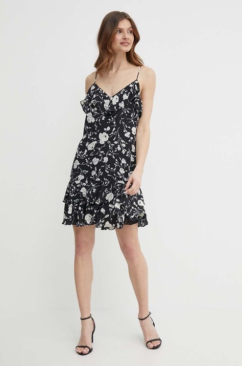 Lauren Ralph rochie culoarea negru, mini, dreaptă, 200933375