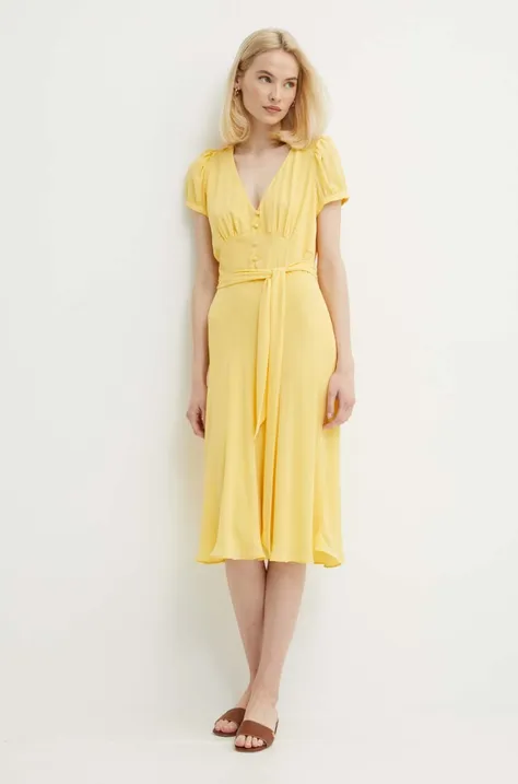 Lauren Ralph Lauren rochie culoarea galben, mini, evazati, 200933403