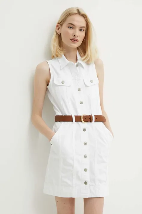 Lauren Ralph Lauren rochie jeans culoarea alb, mini, mulata, 200933431