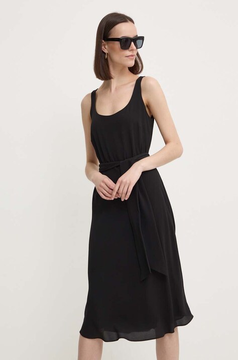 Lauren Ralph Lauren rochie culoarea negru, midi, evazată, 250909378