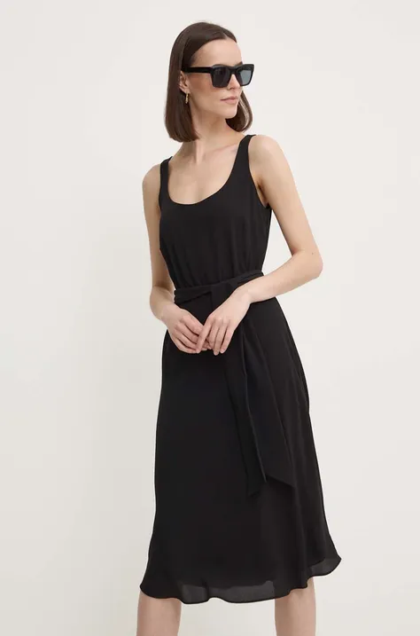 Lauren Ralph Lauren rochie culoarea negru, midi, evazati, 250909378