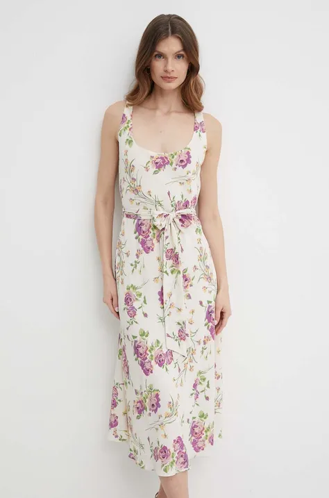 Платье Lauren Ralph Lauren цвет бежевый midi прямое 250932703