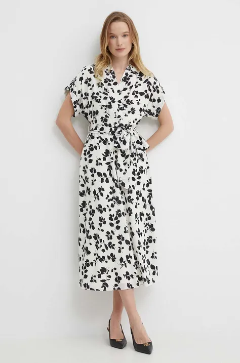 Сукня Lauren Ralph Lauren колір бежевий midi розкльошена 250932707