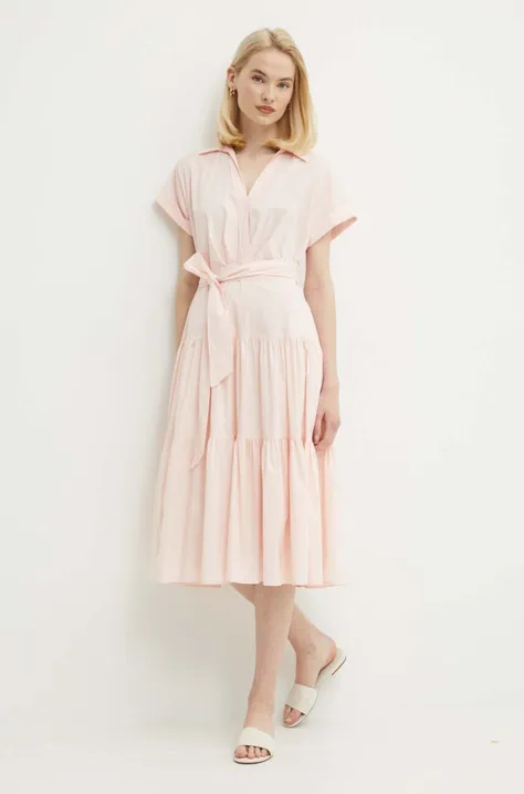 Haljina Lauren Ralph Lauren boja: ružičasta, midi, širi se prema dolje, 250933392