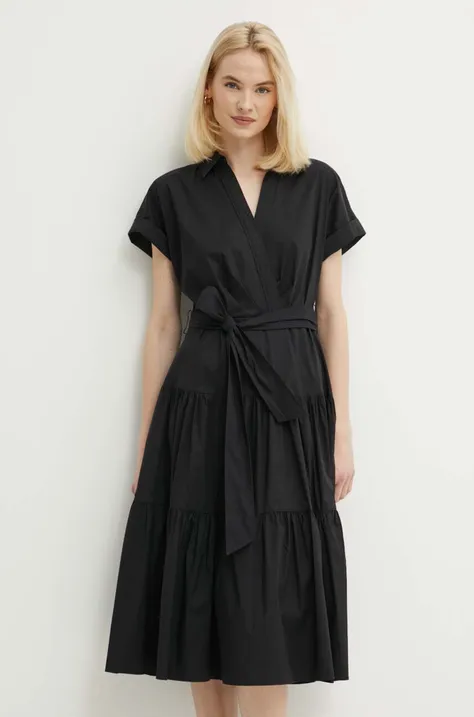Lauren Ralph Lauren rochie culoarea negru, midi, evazati, 250933392