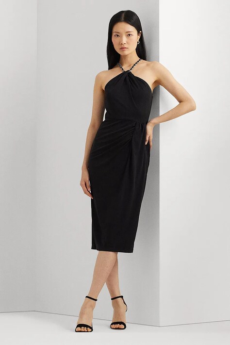 Lauren Ralph rochie culoarea negru, mini, dreaptă 250933432