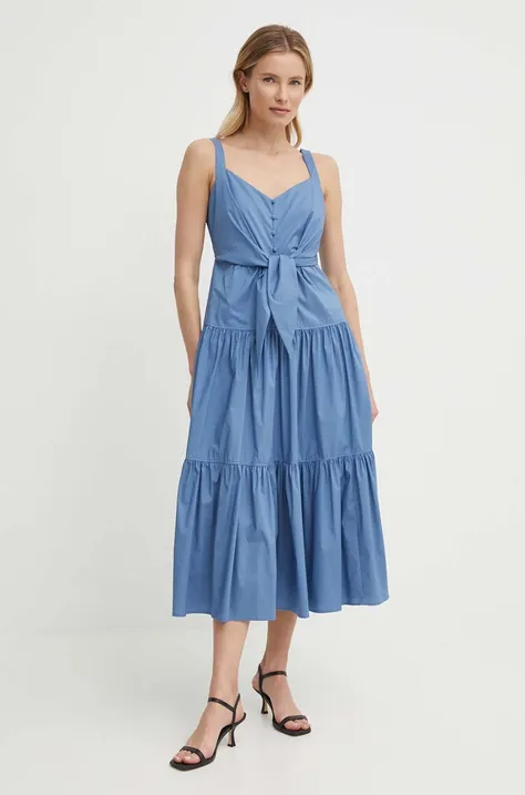 Lauren Ralph Lauren sukienka kolor niebieski midi rozkloszowana 250933434