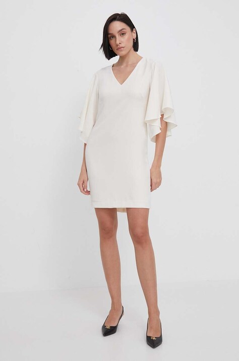 Lauren Ralph rochie culoarea bej, mini, dreaptă 253855211