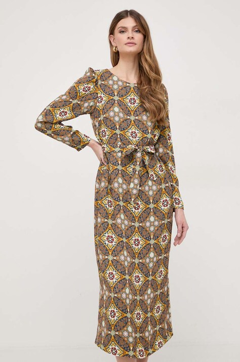 Сукня Weekend Max Mara колір жовтий midi розкльошена
