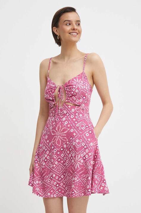 Pepe Jeans rochie din denim DENISE culoarea roz, mini, evazată, PL953499