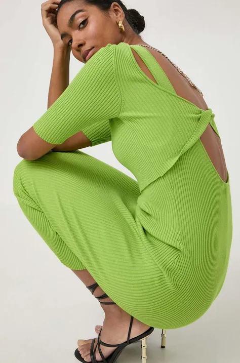 Сукня і футболка Liu Jo колір зелений midi облягаюча
