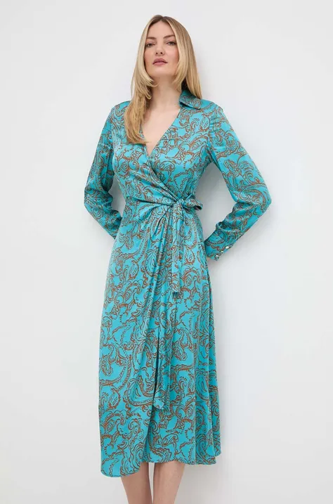 Liu Jo sukienka kolor niebieski midi rozkloszowana