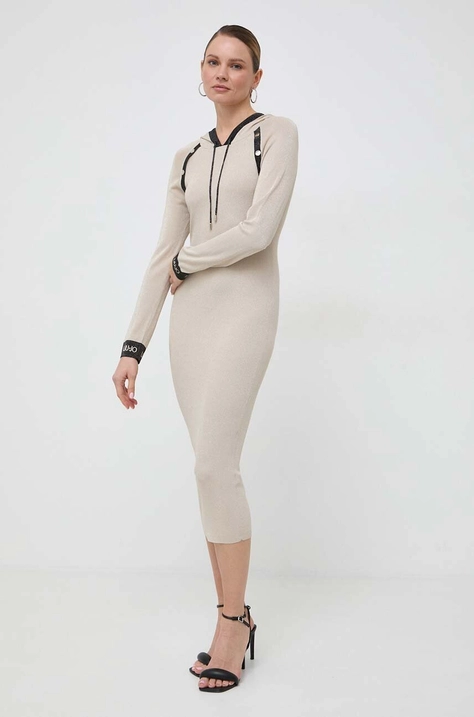 Liu Jo rochie culoarea bej, midi, mulata