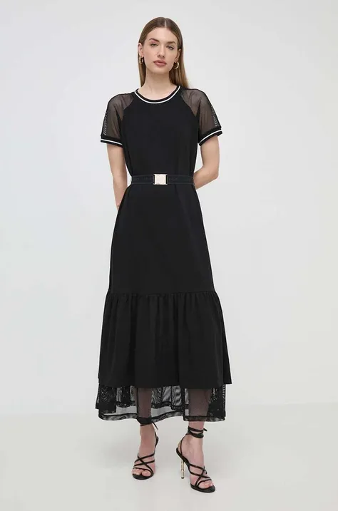 Haljina Liu Jo boja: crna, maxi, širi se prema dolje