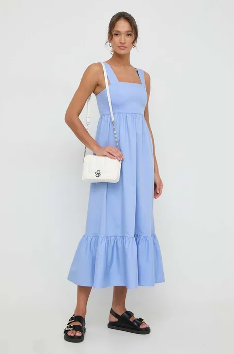 BOSS sukienka kolor niebieski maxi rozkloszowana 50511834