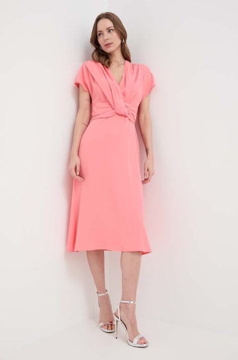 BOSS rochie culoarea violet, midi, evazată 50515198