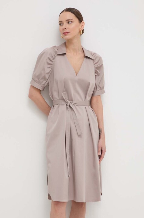 BOSS rochie culoarea bej, mini, evazată 50515778