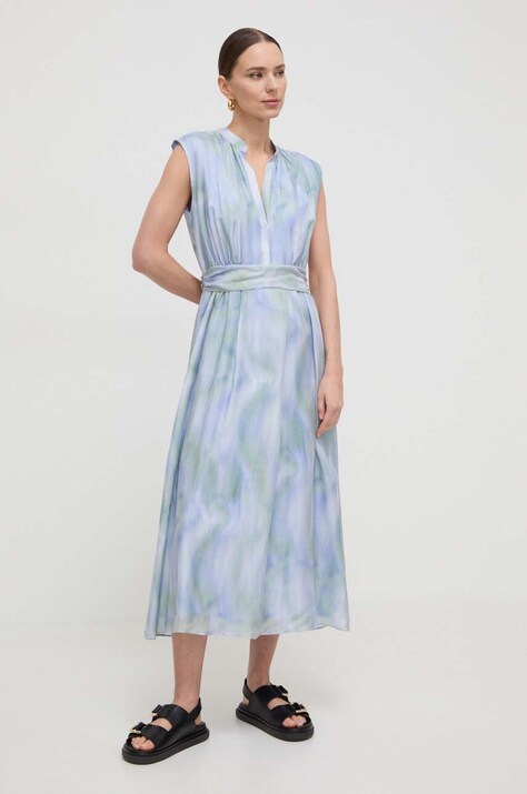 BOSS rochie de mătase midi, evazată 50516007