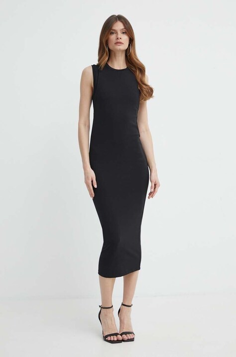 BOSS rochie culoarea negru, midi, mulată, 50512078