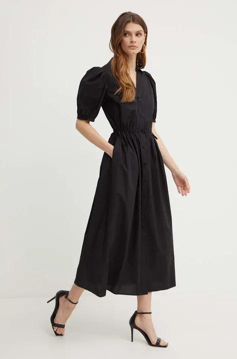 Bavlnené šaty Liu Jo čierna farba, maxi, áčkový strih