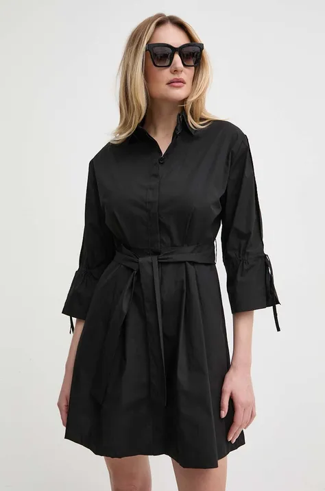 Pamučna haljina Liu Jo boja: crna, mini, širi se prema dolje