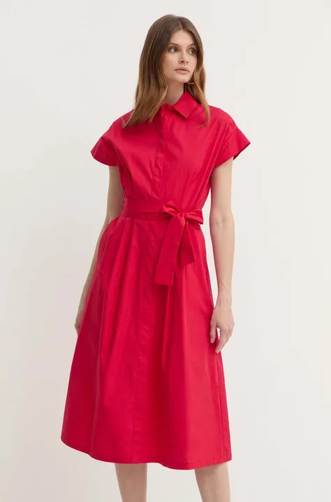 Liu Jo sukienka bawełniana kolor czerwony midi rozkloszowana