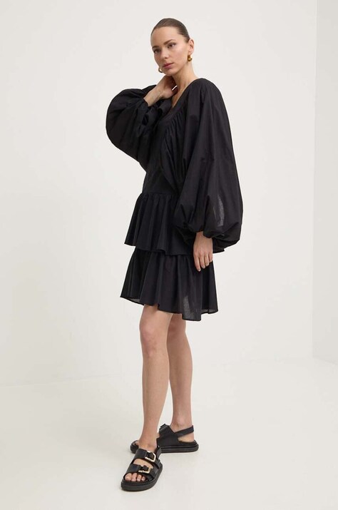 Liu Jo rochie din bumbac culoarea negru, mini, evazată