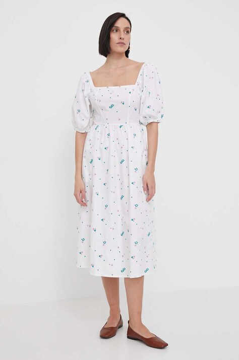 Barbour rochie din bumbac midi, evazată