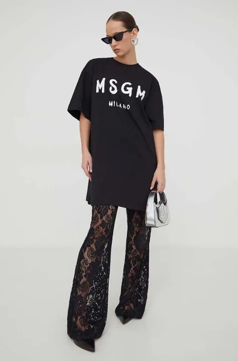Pamučna haljina MSGM boja: crna, mini, oversize
