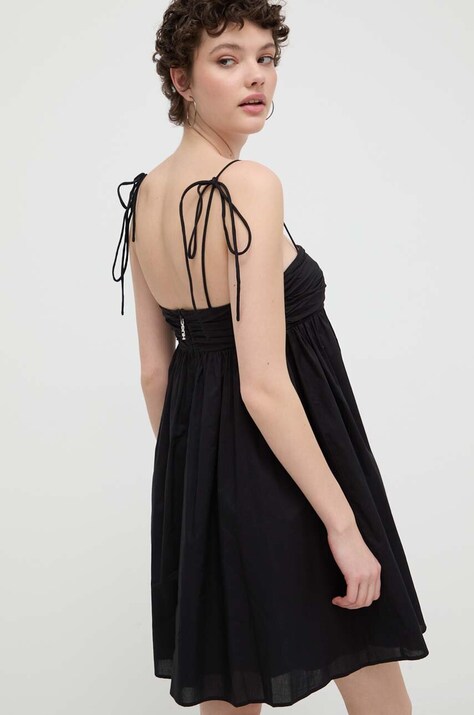 HUGO rochie din bumbac culoarea negru, mini, evazată, 50510433