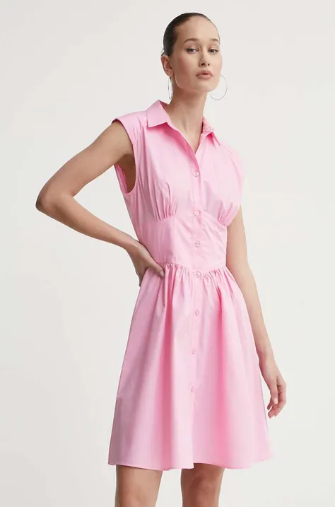 Βαμβακερό φόρεμα HUGO χρώμα: ροζ, 50512904