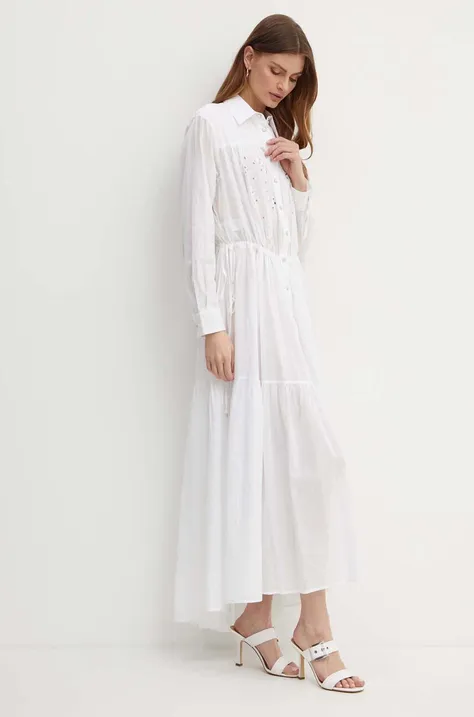 Хлопковое платье Pinko цвет белый maxi расклешённое 103728 A1XP