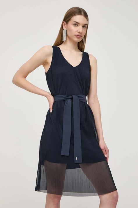 Armani Exchange rochie culoarea albastru marin, mini, evazati, 3DYA10 YN8QZ