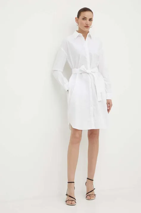 Pamučna haljina Armani Exchange boja: bijela, mini, oversize, 3DYA32 YN4RZ