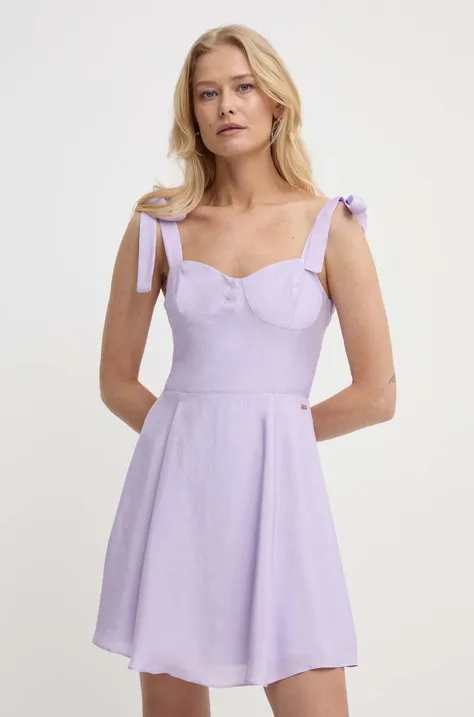 Платье Armani Exchange цвет фиолетовый mini расклешённая