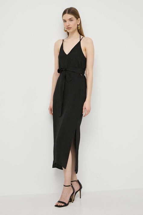 Armani Exchange rochie culoarea negru, maxi, evazată, 3DYA45 YN9RZ