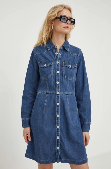 Levi's sukienka jeansowa kolor niebieski mini prosta