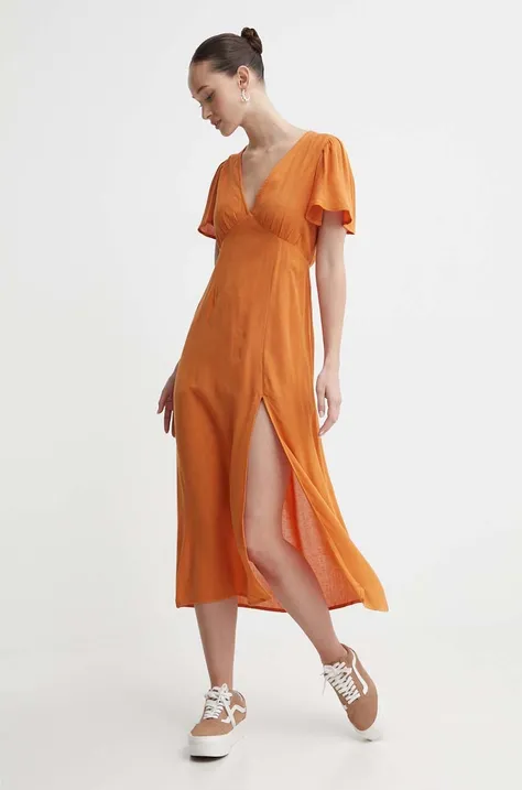 Šaty Billabong oranžová barva, midi, EBJWD00134