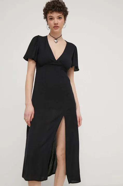 Billabong rochie culoarea negru, midi, drept, EBJWD00134