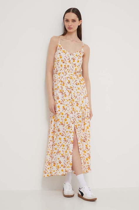 Billabong rochie culoarea alb, maxi, dreaptă