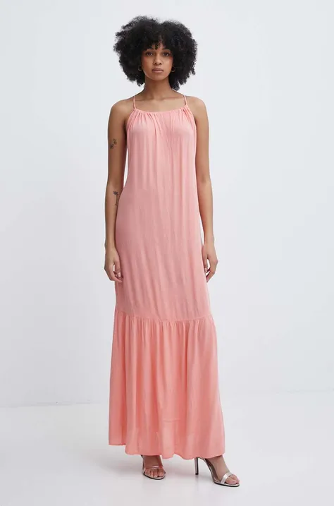 Сукня Tommy Hilfiger колір рожевий maxi розкльошена UW0UW05406