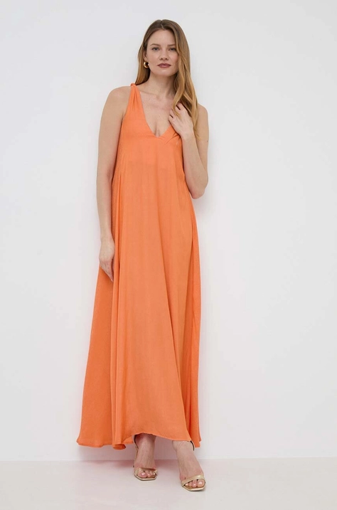 Šaty Twinset oranžová farba, maxi, oversize