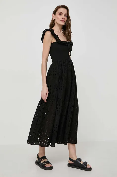 Βαμβακερό φόρεμα Twinset χρώμα: μαύρο