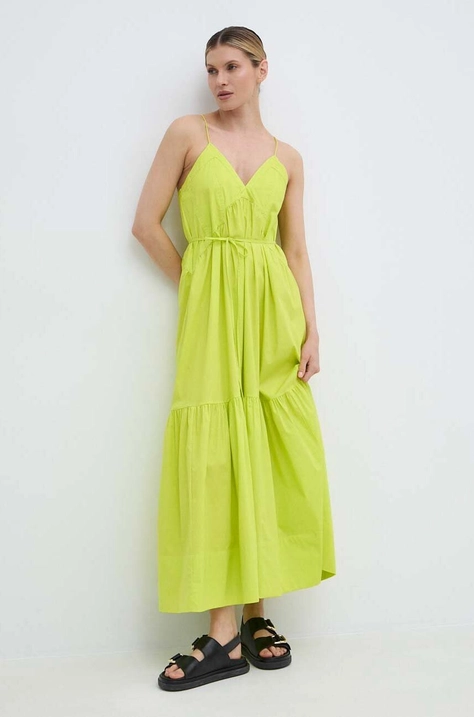 Twinset rochie culoarea verde, maxi, evazati