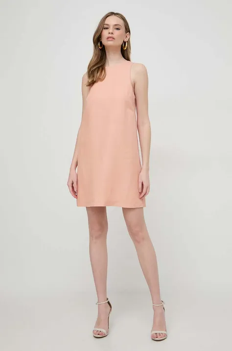 Платье с примесью шелка Twinset цвет оранжевый mini расклешённая