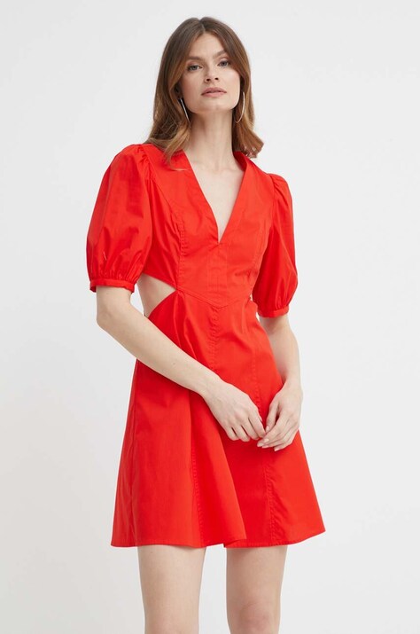 Twinset rochie culoarea rosu, mini, evazată