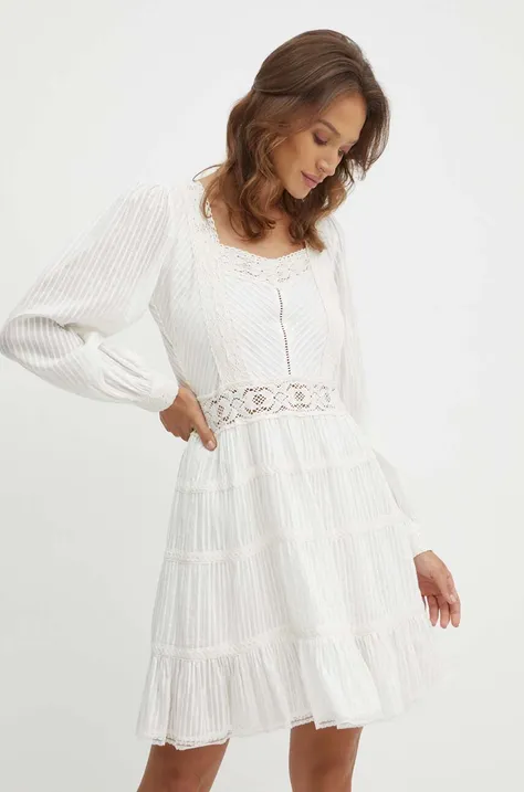 Хлопковое платье Twinset цвет белый mini расклешённая